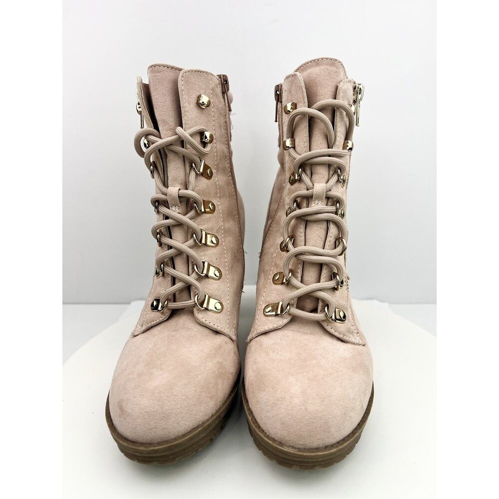 ANDIAMO Womens Size 9.5M Salmon Pink Faux Suede Ankle Boots Zipper Booties - Picture 4 of 14
